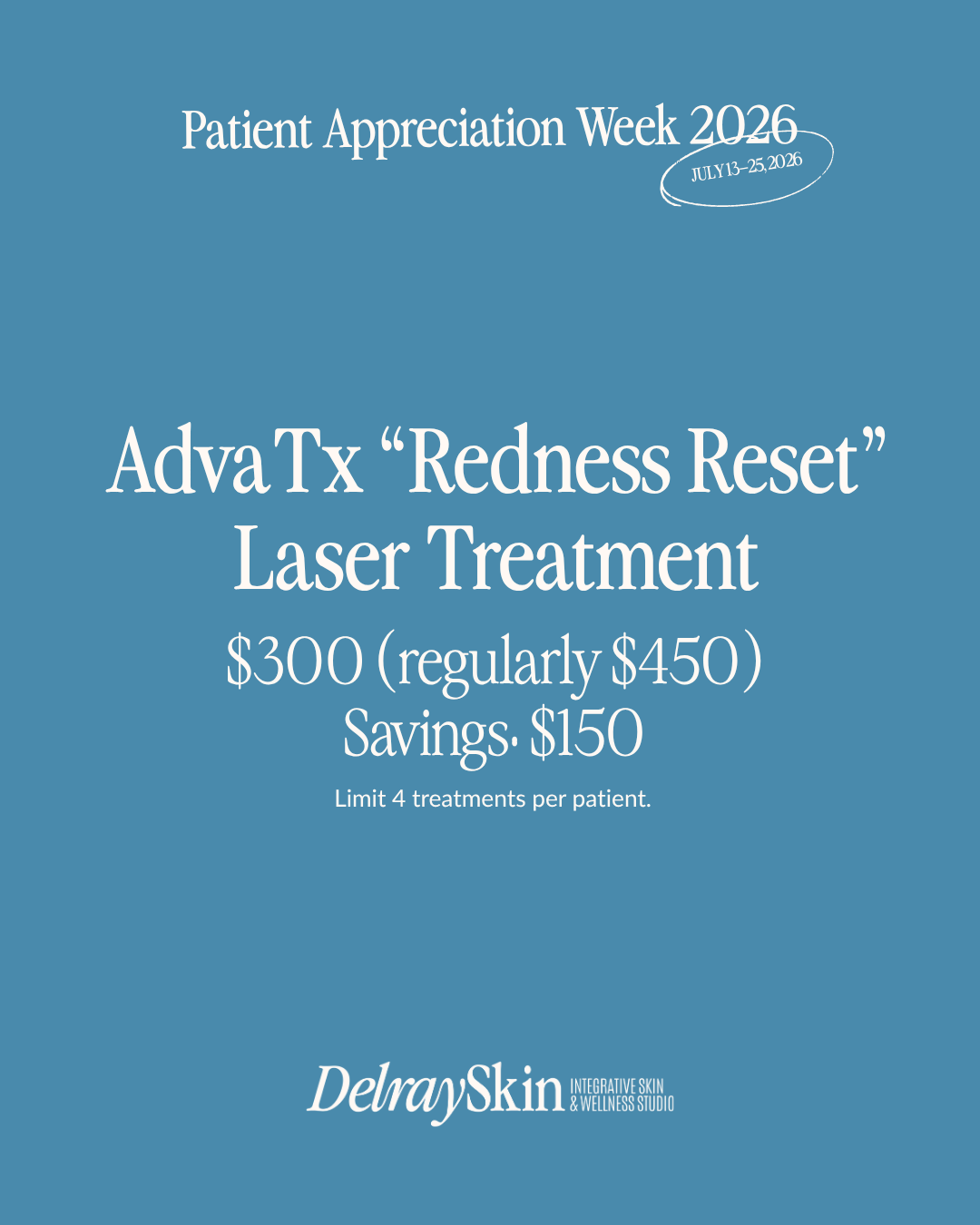 AdvaTx Redness Reset Laser Treatment Patient Appreciation Week 2026 special