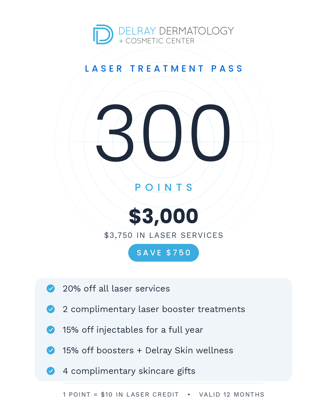 300 Point Laser Treatment Pass - $3,000 for $3,750 in laser services at Delray Dermatology