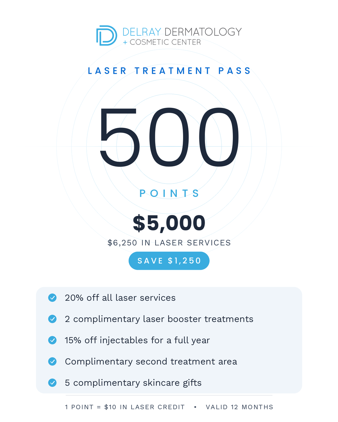 500 Point Laser Treatment Pass - $5,000 for $6,250 in laser services at Delray Dermatology